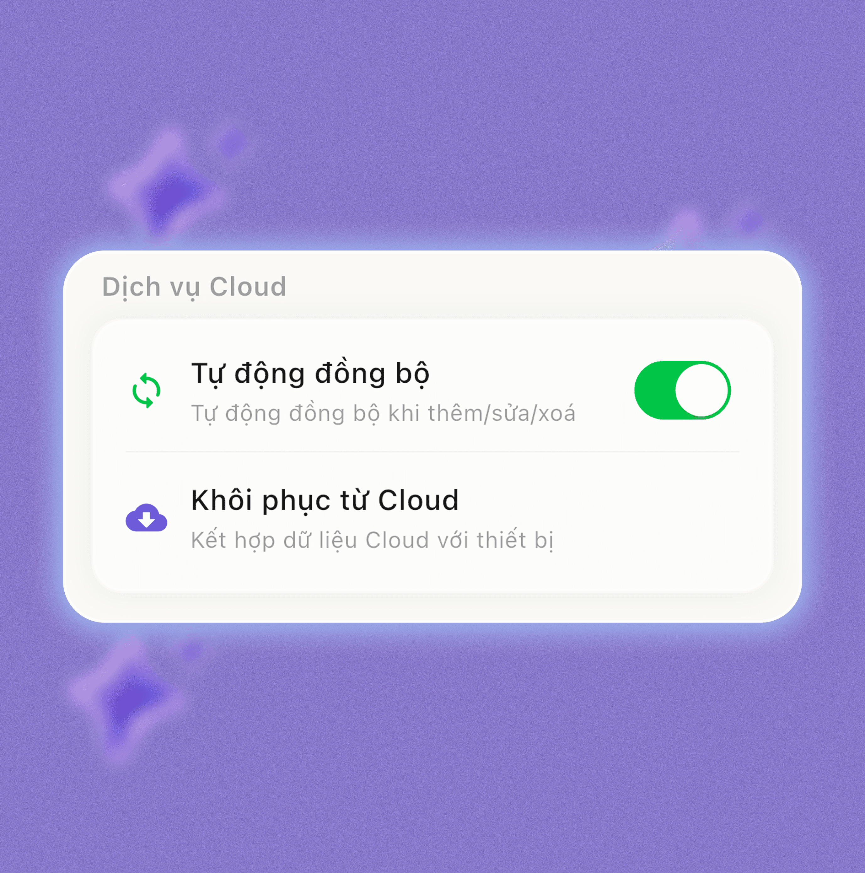 Đồng bộ/khôi phục dữ liệu